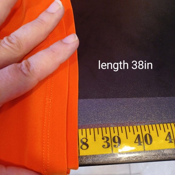 RALPH LAUREN L Orange Dress Sheath Fitting Lined Cap Sleeve Stretch Fall Heavy - Picture 10 of 12